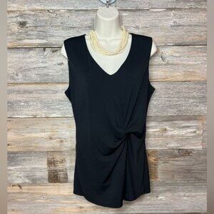 Ann Taylor Twist Front V Neck Classic Tank Top Blouse Small Black 💗